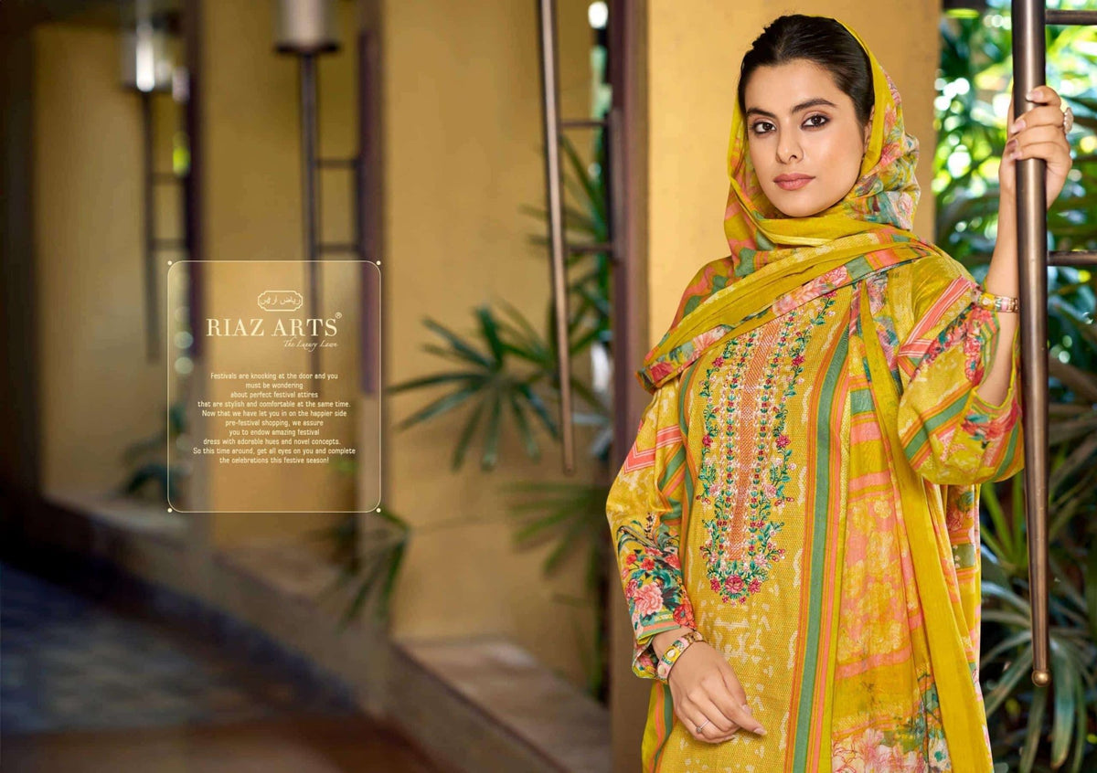 Riaz Arts Musafir Vol 33 Cotton Cambric Lawn Dress Material - Amrah Wholesale