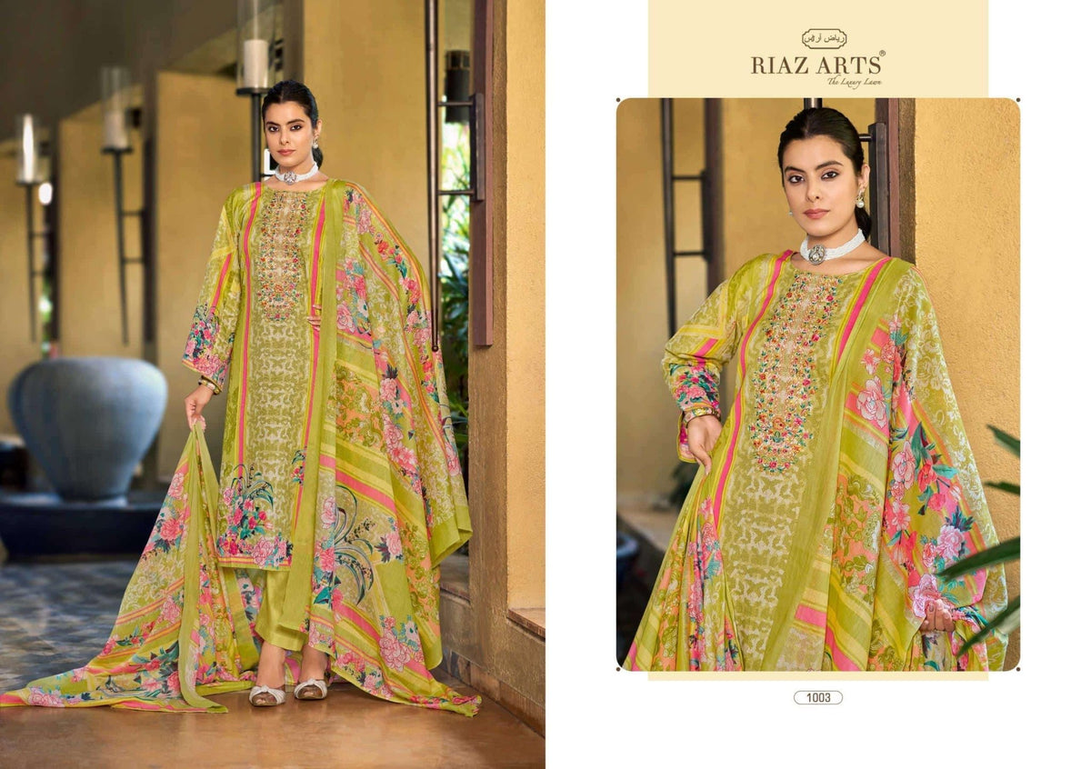 Riaz Arts Musafir Vol 33 Cotton Cambric Lawn Dress Material - Amrah Wholesale