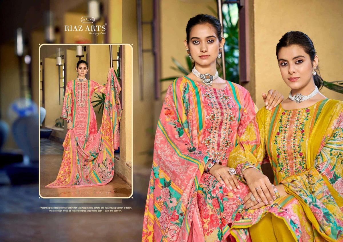Riaz Arts Musafir Vol 33 Cotton Cambric Lawn Dress Material - Amrah Wholesale