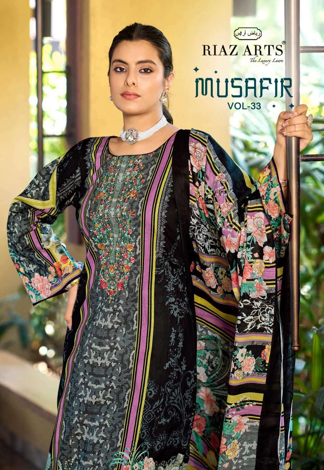 Riaz Arts Musafir Vol 33 Cotton Cambric Lawn Dress Material - Amrah Wholesale