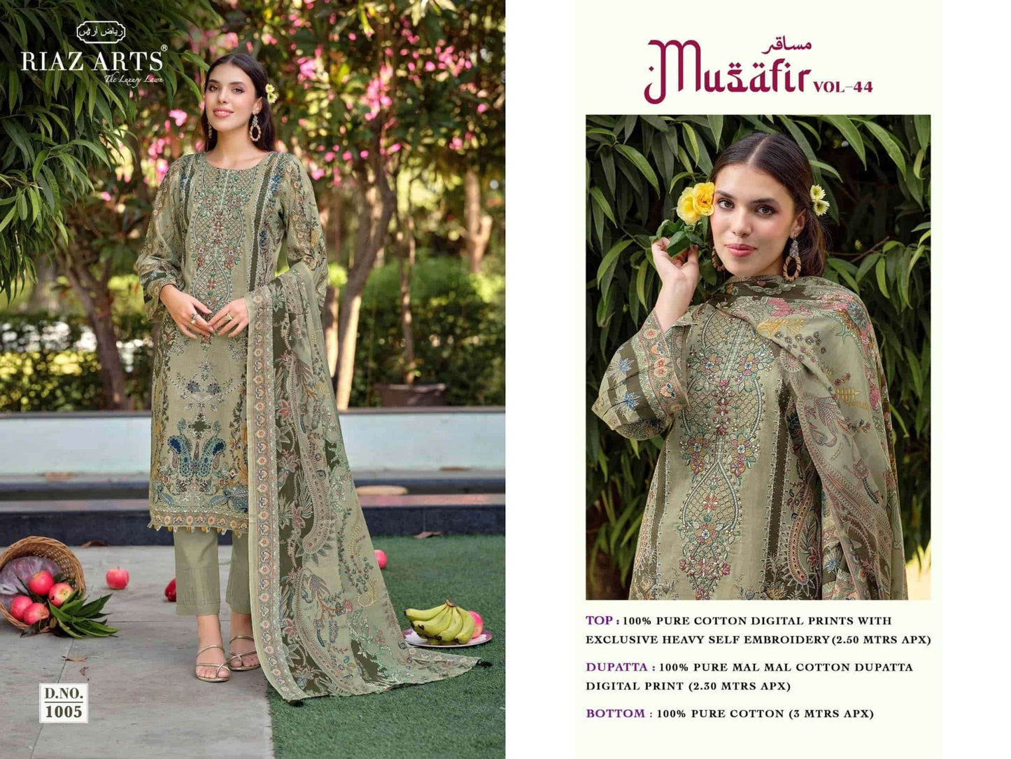 Riaz Arts Musafir Vol 44 Pure Cotton Dress Material - Amrah Wholesale