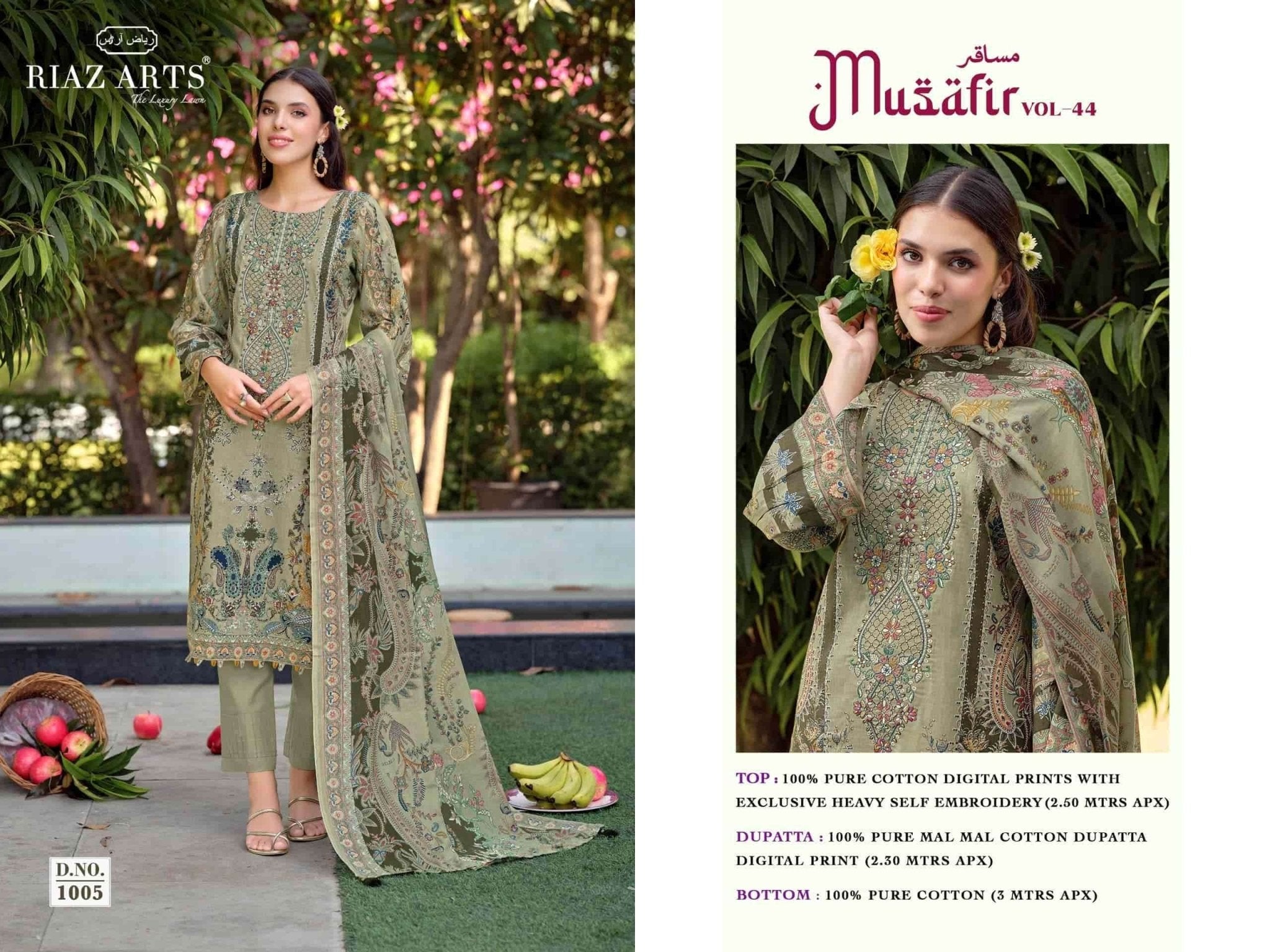Riaz Arts Musafir Vol 44 Pure Cotton Dress Material - Amrah Wholesale