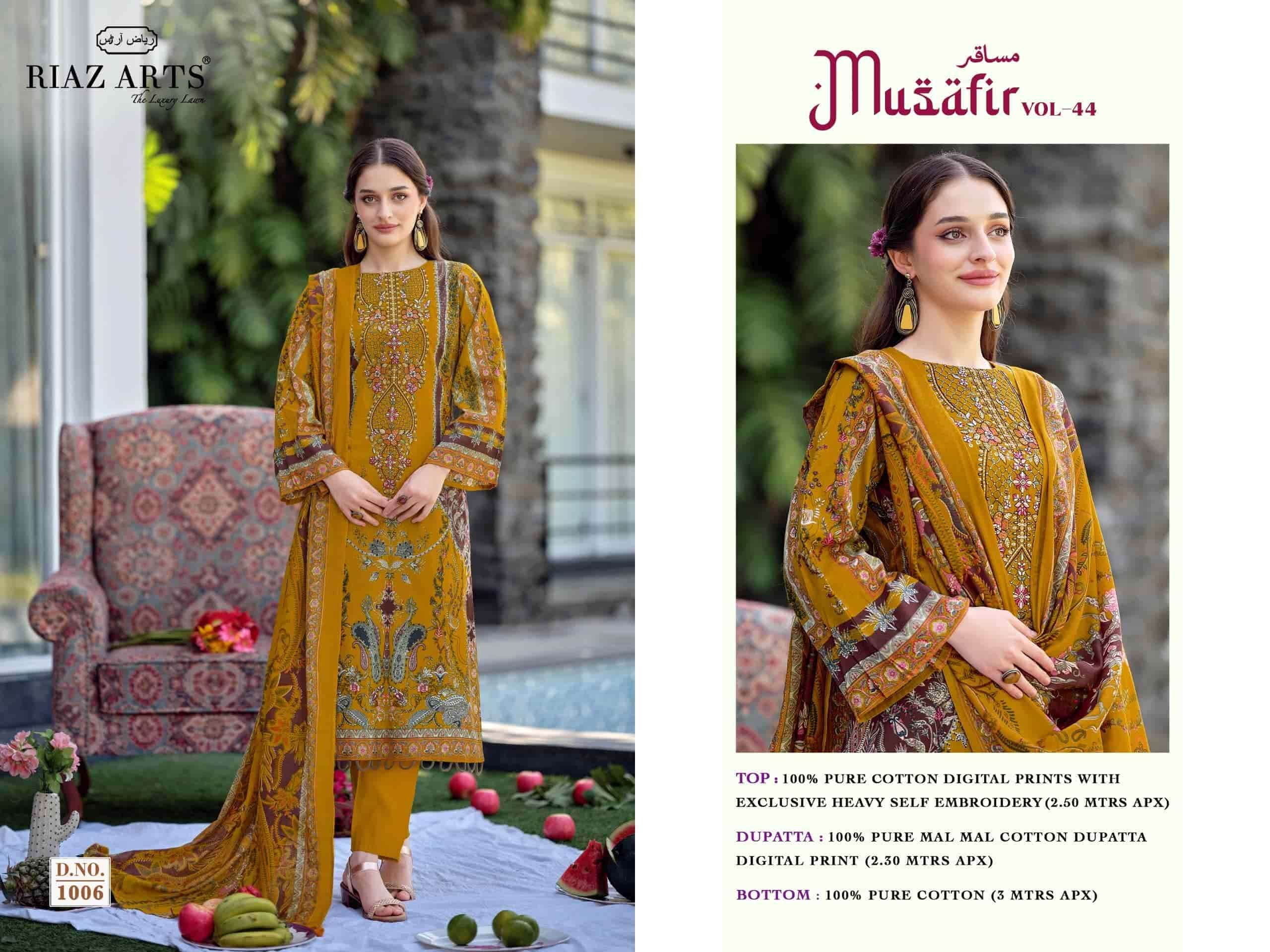 Riaz Arts Musafir Vol 44 Pure Cotton Dress Material