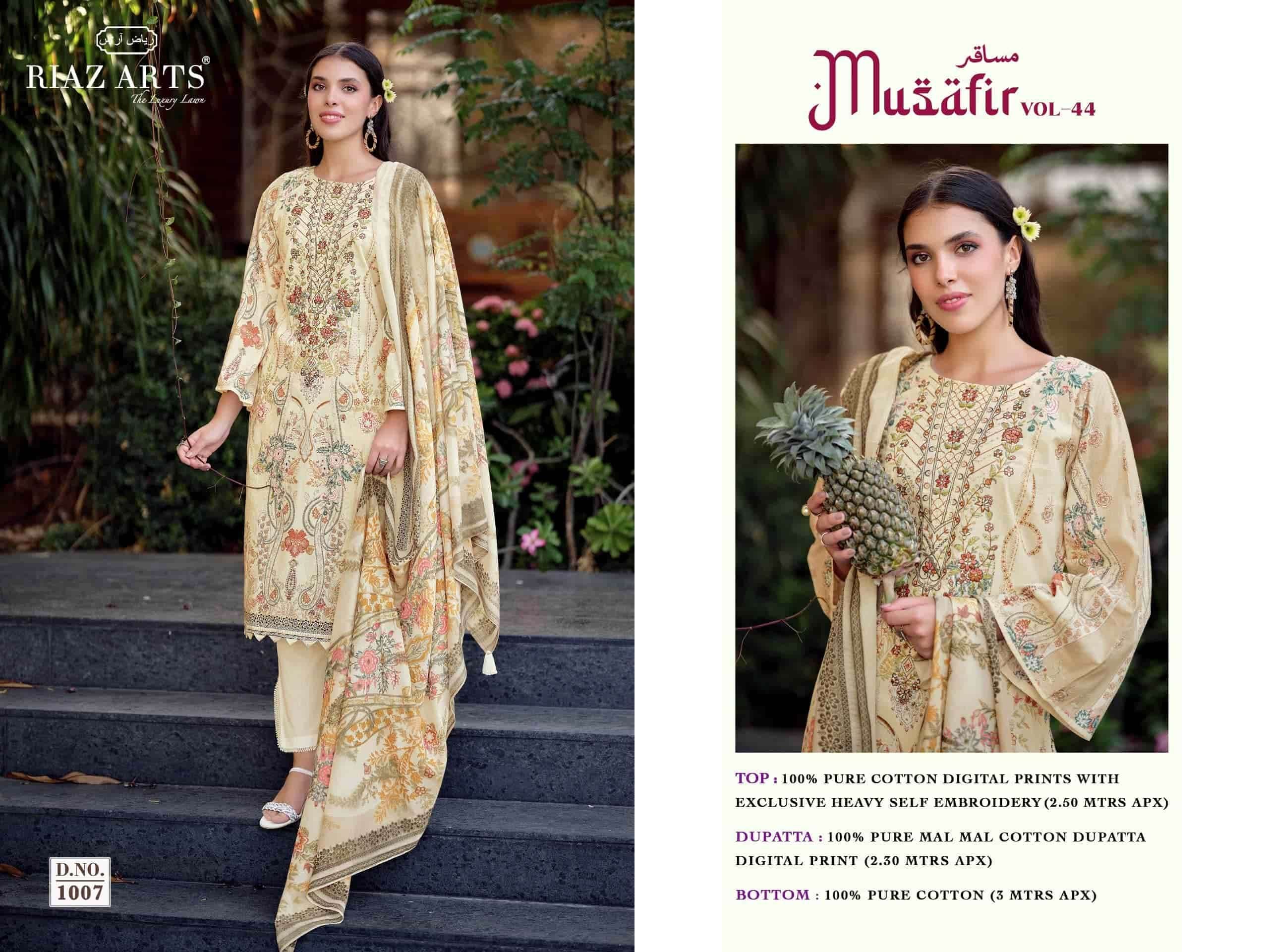Riaz Arts Musafir Vol 44 Pure Cotton Dress Material