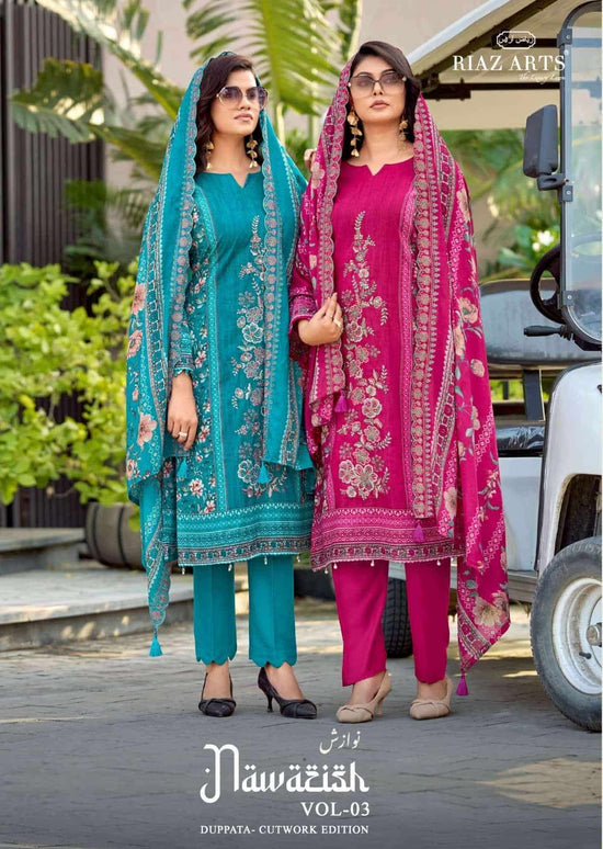 Riaz Arts Nawazish Vol 3 Lawn Cotton Heavy Embroidered Pakistani Suit - Amrah Wholesale