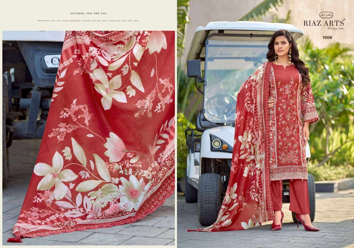 Riaz Arts Nawazish Vol 3 Lawn Cotton Heavy Embroidered Pakistani Suit - Amrah Wholesale