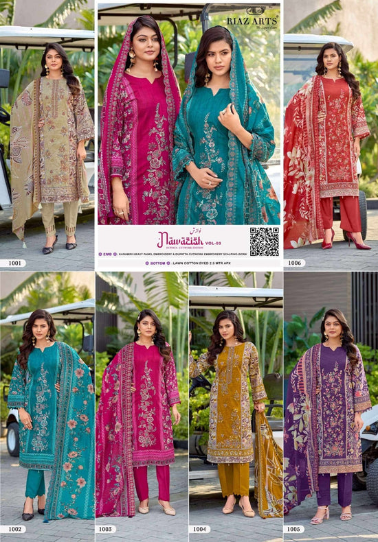 Riaz Arts Nawazish Vol 3 Lawn Cotton Heavy Embroidered Pakistani Suit - Amrah Wholesale