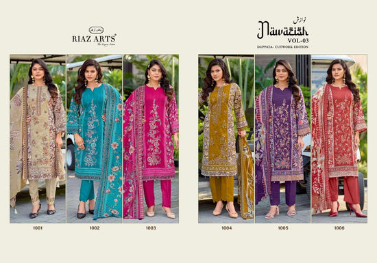 Riaz Arts Nawazish Vol 3 Lawn Cotton Heavy Embroidered Pakistani Suit - Amrah Wholesale