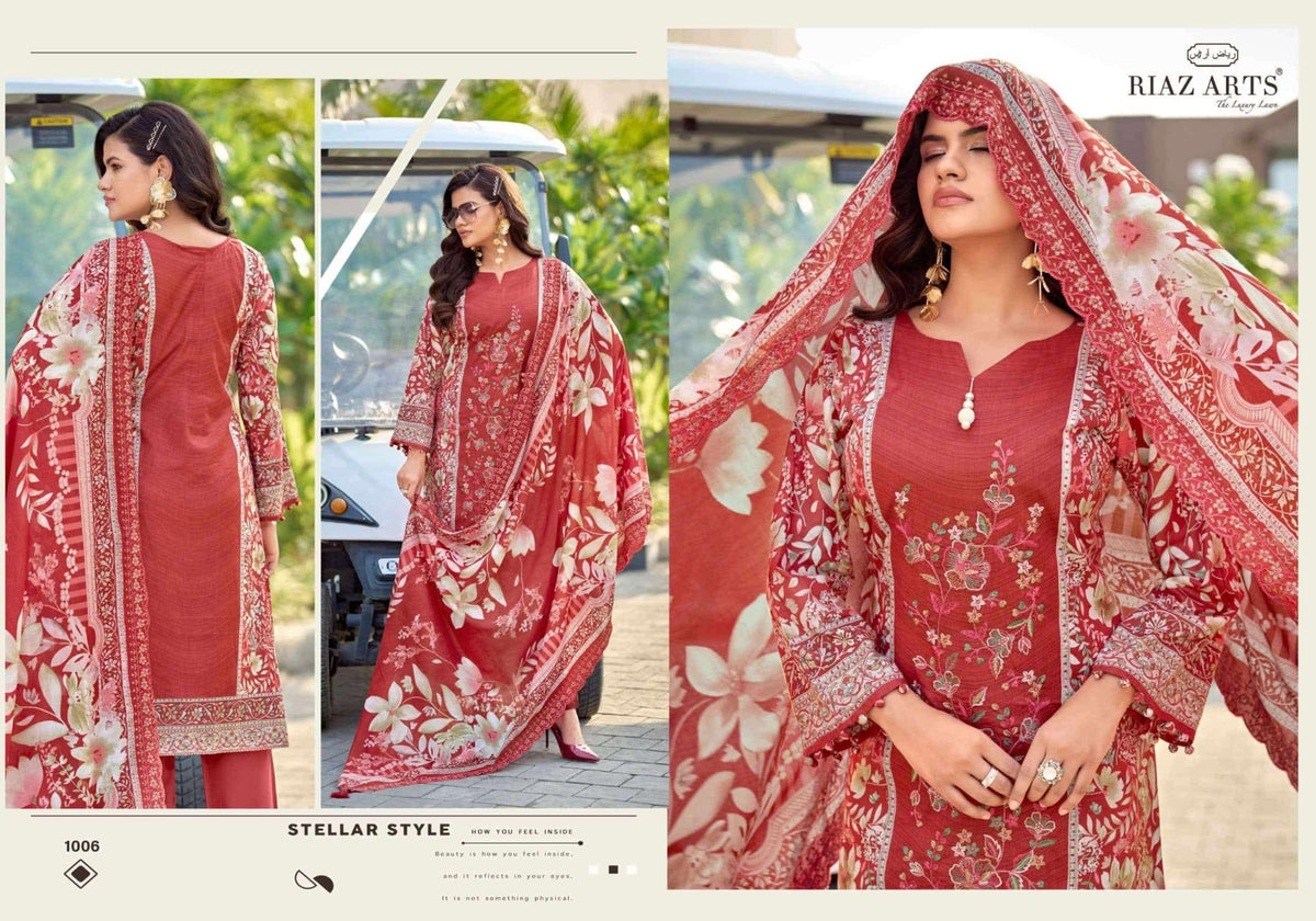 Riaz Arts Nawazish Vol 3 Lawn Cotton Heavy Embroidered Pakistani Suit - Amrah Wholesale