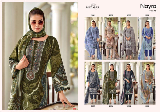 Riaz Arts Nayra Vol 42 Pure Cotton Embroidered Dress Material - Amrah Wholesale
