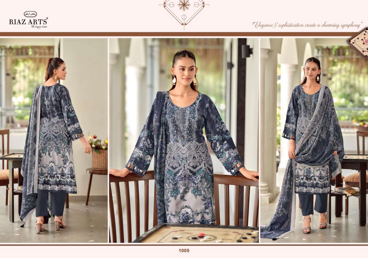 Riaz Arts Nayra Vol 42 Pure Cotton Embroidered Dress Material - Amrah Wholesale