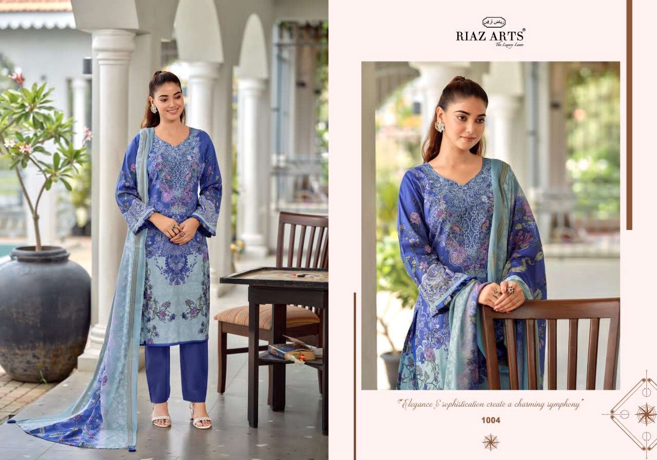 Riaz Arts Nayra Vol 42 Pure Cotton Embroidered Dress Material - Amrah Wholesale