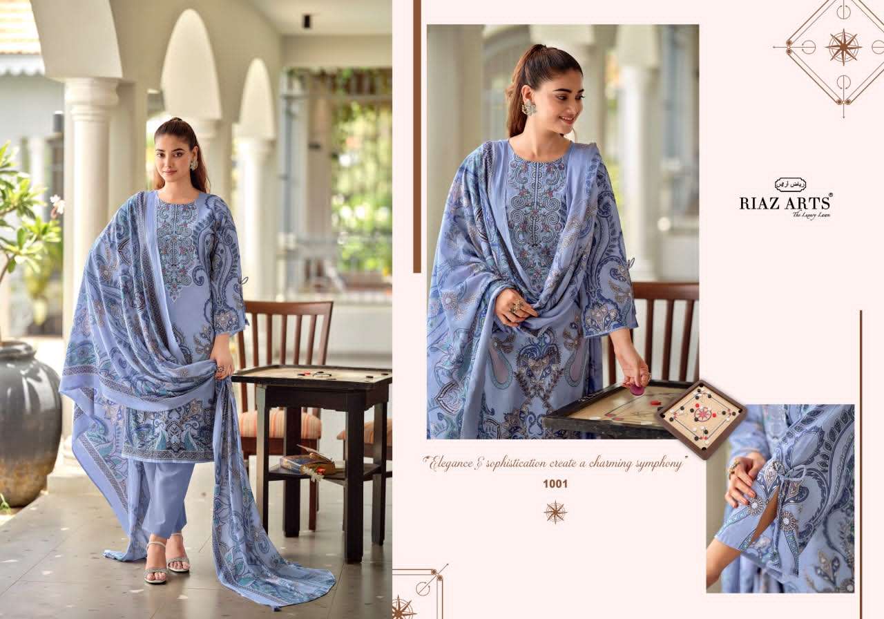 Riaz Arts Nayra Vol 42 Pure Cotton Embroidered Dress Material - Amrah Wholesale