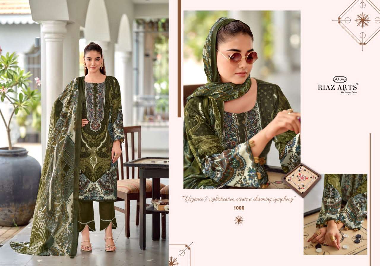 Riaz Arts Nayra Vol 42 Pure Cotton Embroidered Dress Material - Amrah Wholesale