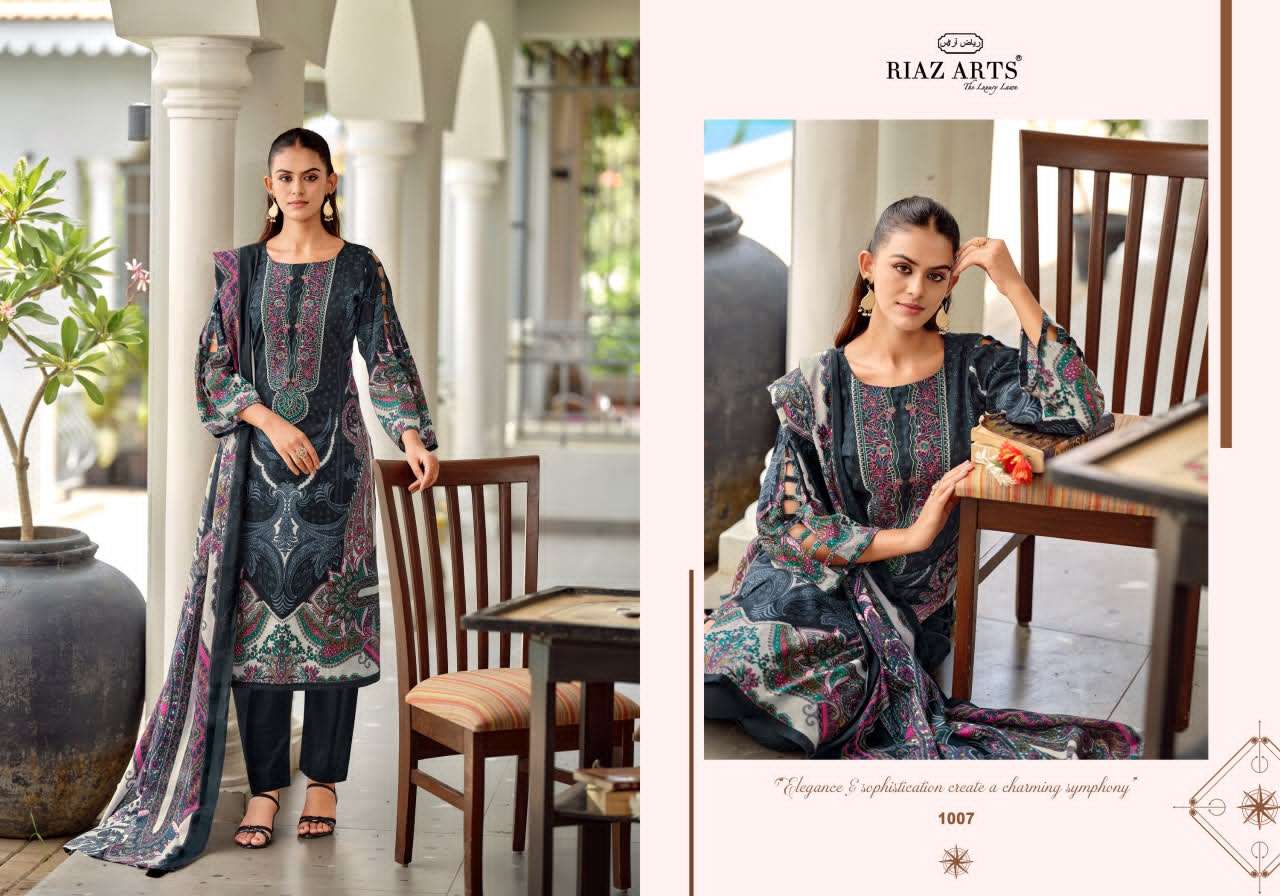 Riaz Arts Nayra Vol 42 Pure Cotton Embroidered Dress Material - Amrah Wholesale