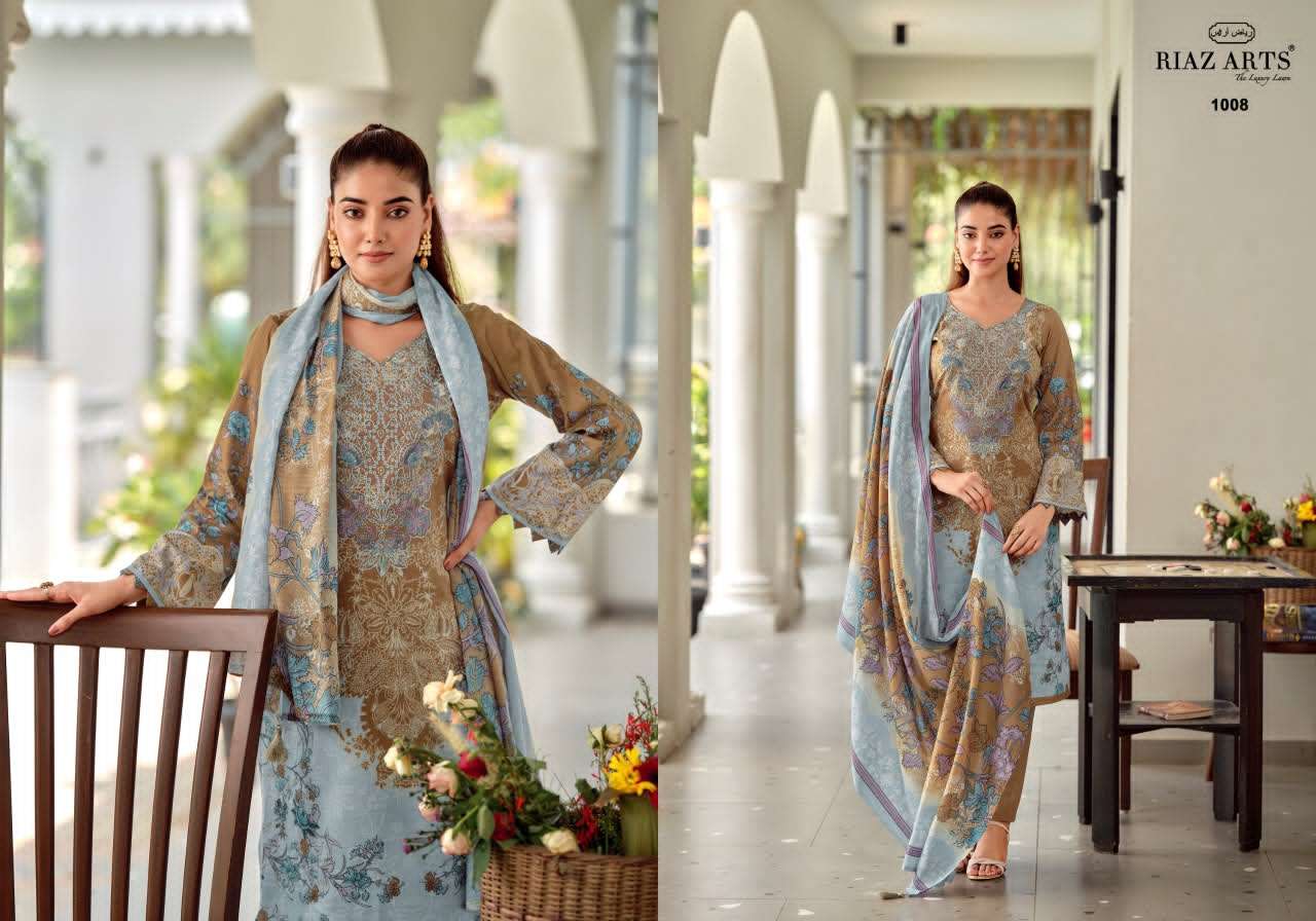 Riaz Arts Nayra Vol 42 Pure Cotton Embroidered Dress Material - Amrah Wholesale