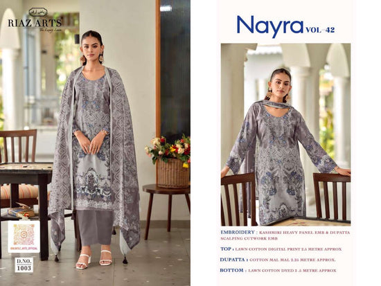 Riaz Arts Nayra Vol 42 Pure Cotton Embroidered Dress Material - Amrah Wholesale