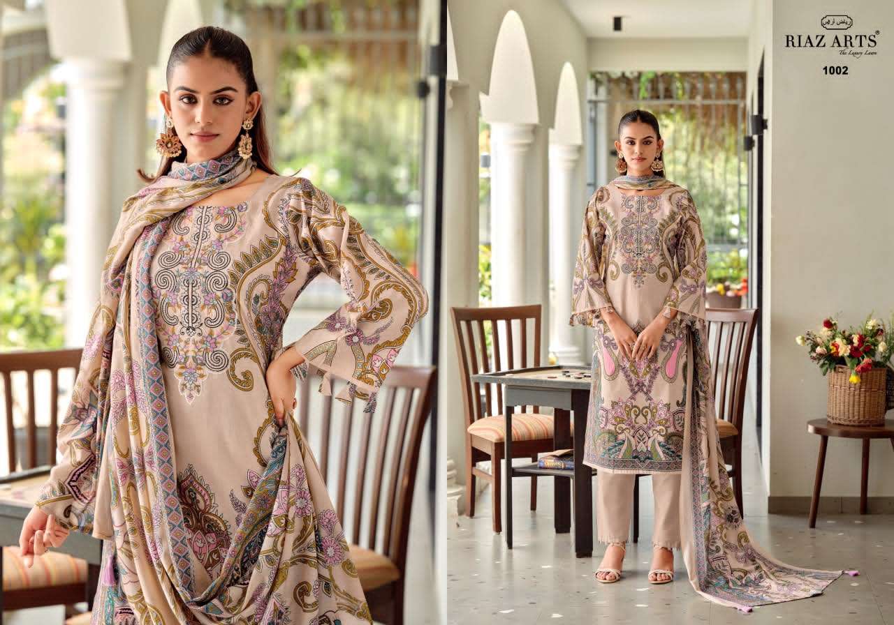 Riaz Arts Nayra Vol 42 Pure Cotton Embroidered Dress Material - Amrah Wholesale