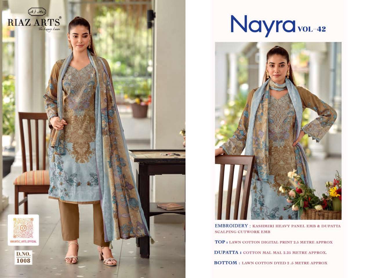 Riaz Arts Nayra Vol 42 Pure Cotton Embroidered Dress Material - Amrah Wholesale