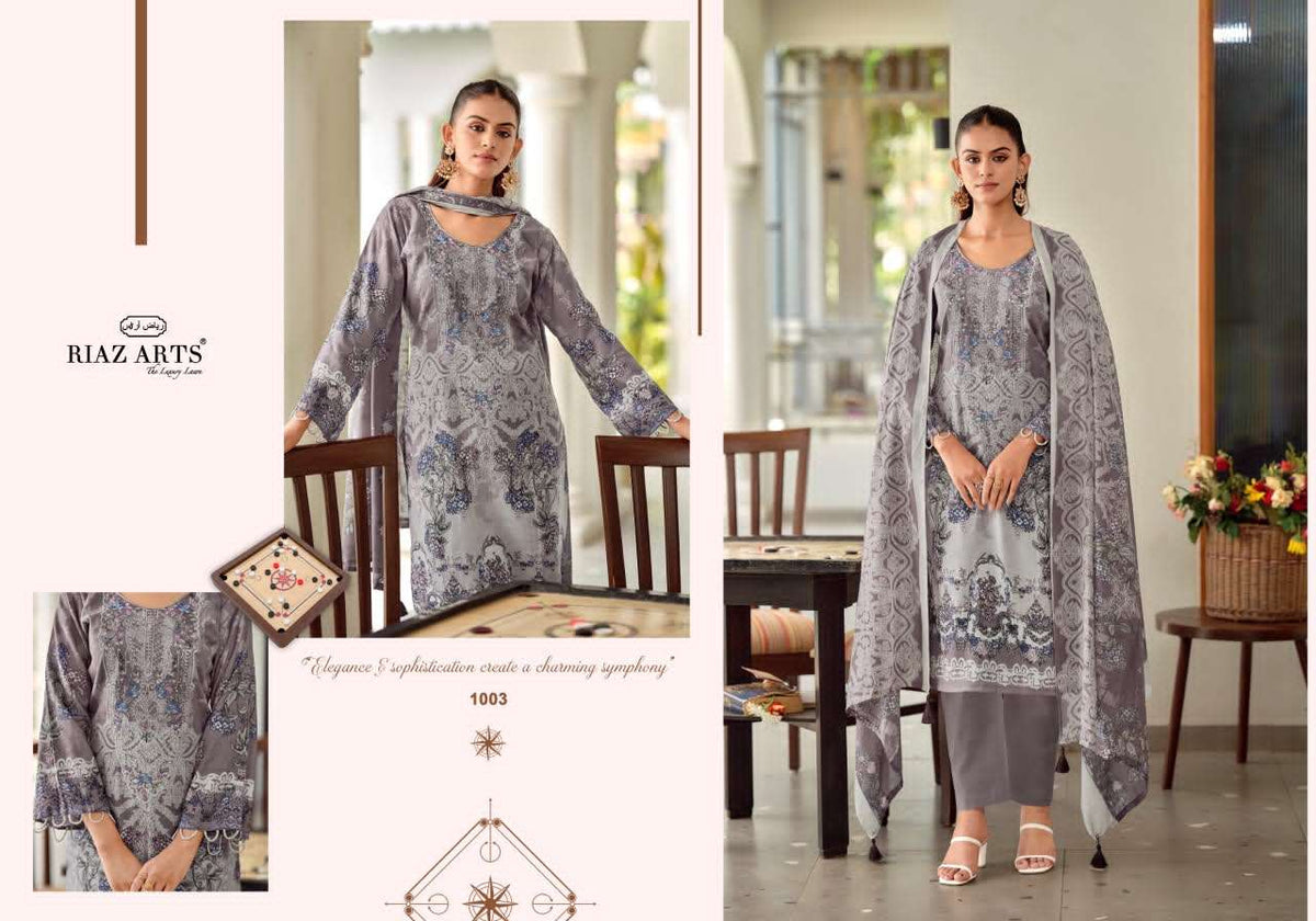Riaz Arts Nayra Vol 42 Pure Cotton Embroidered Dress Material - Amrah Wholesale