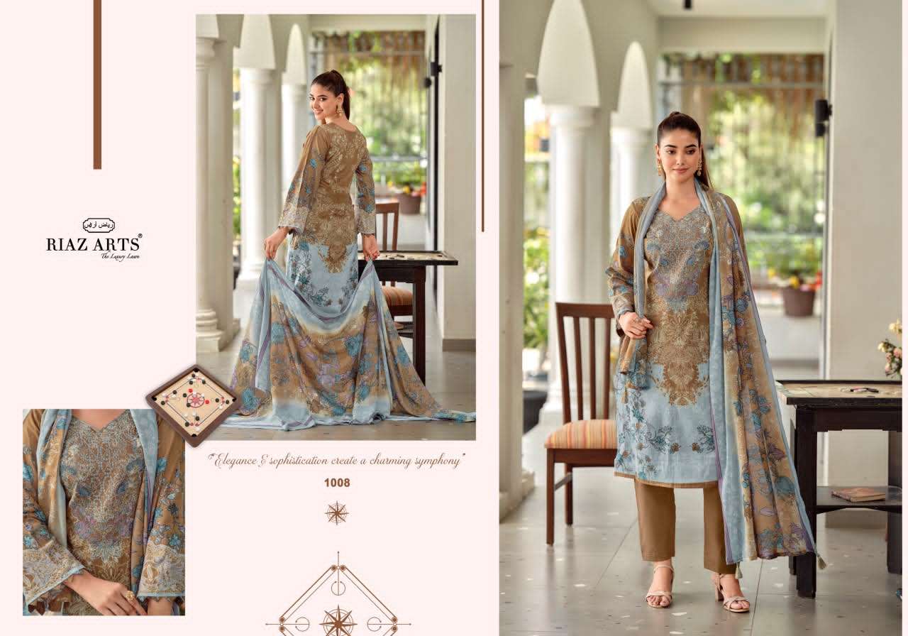Riaz Arts Nayra Vol 42 Pure Cotton Embroidered Dress Material - Amrah Wholesale