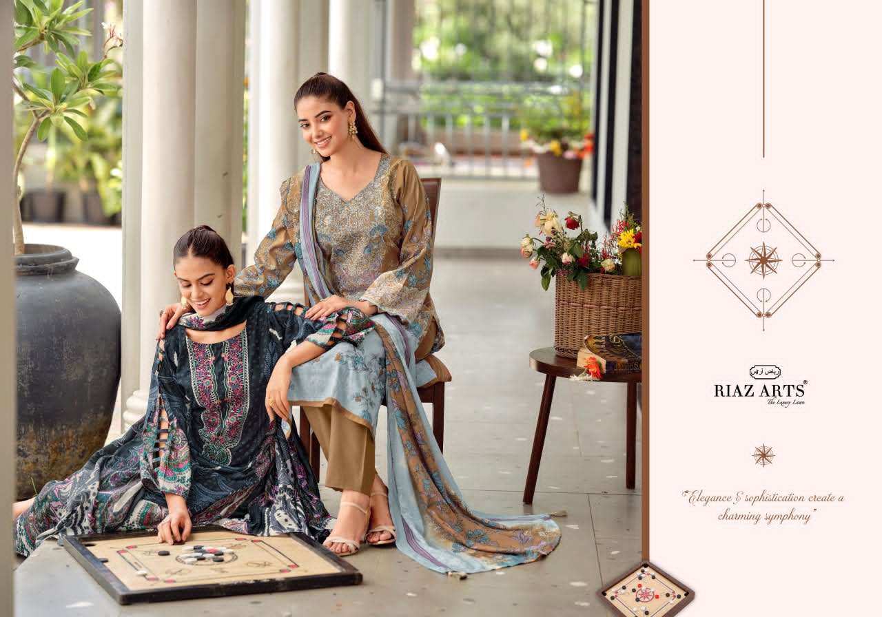 Riaz Arts Nayra Vol 42 Pure Cotton Embroidered Dress Material - Amrah Wholesale