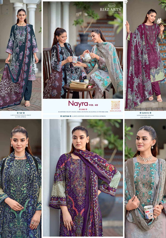 Riaz Arts Nayra Vol 43 Pure Cotton Dress Material