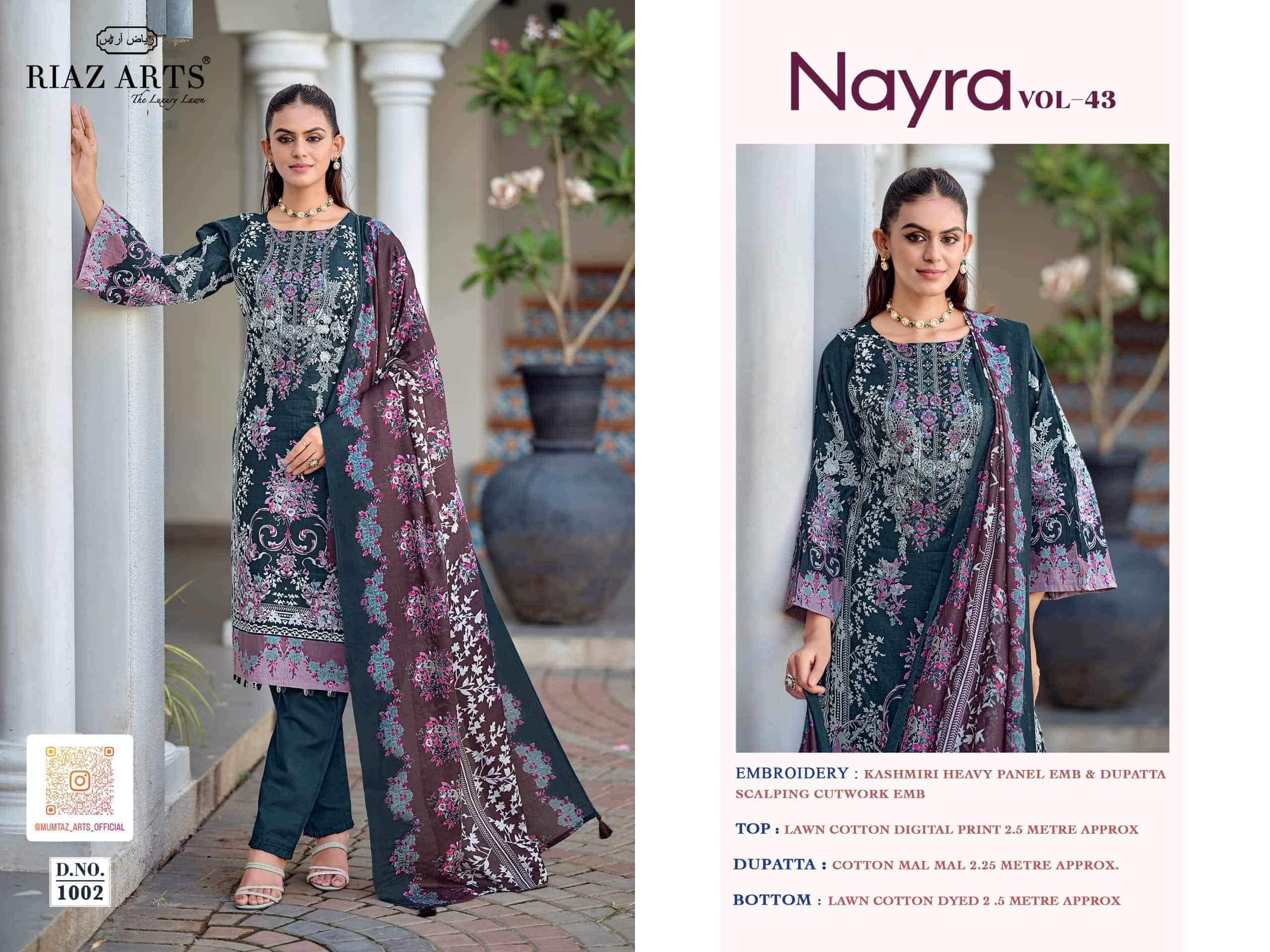 Riaz Arts Nayra Vol 43 Pure Cotton Dress Material