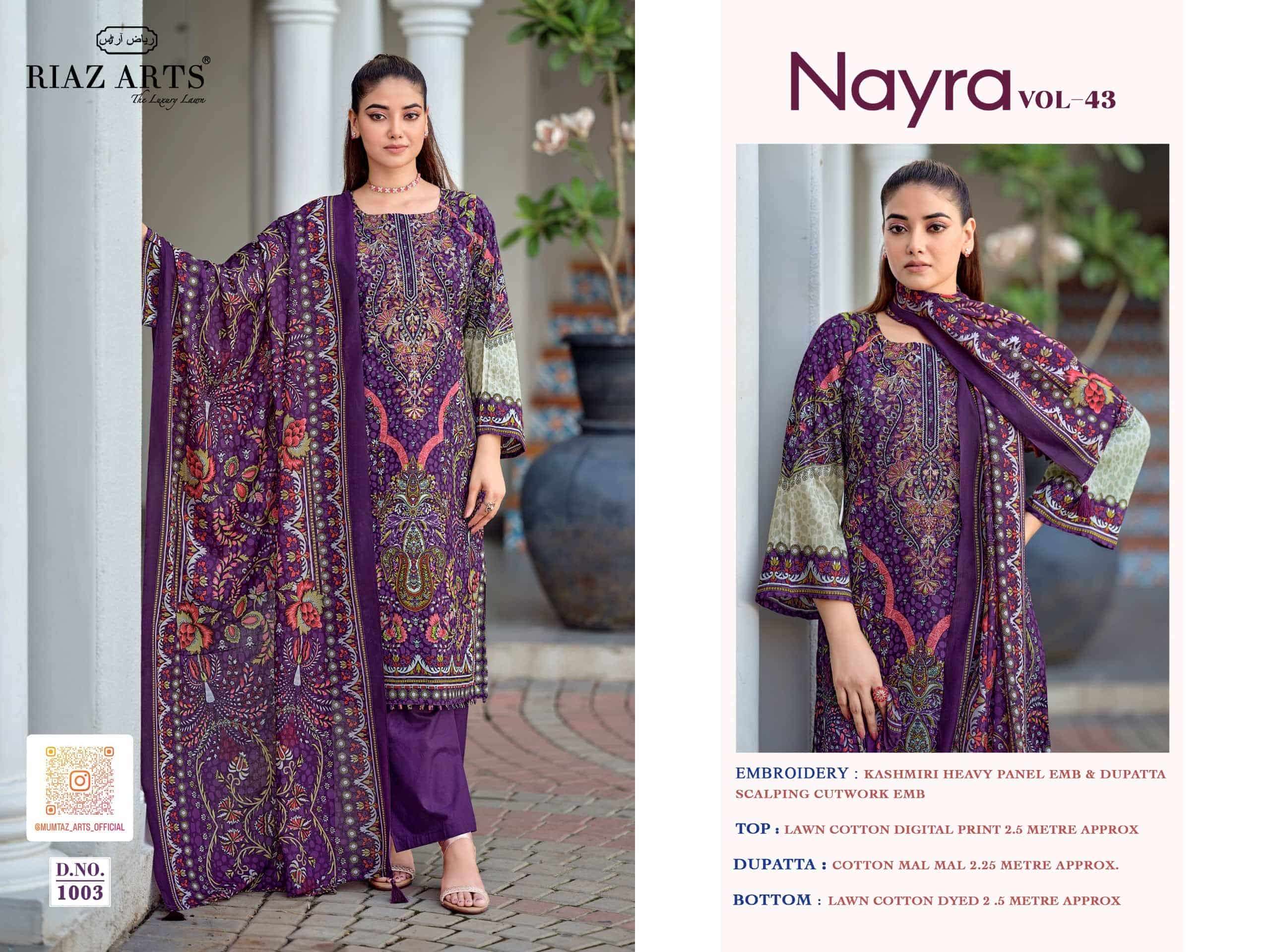 Riaz Arts Nayra Vol 43 Pure Cotton Dress Material