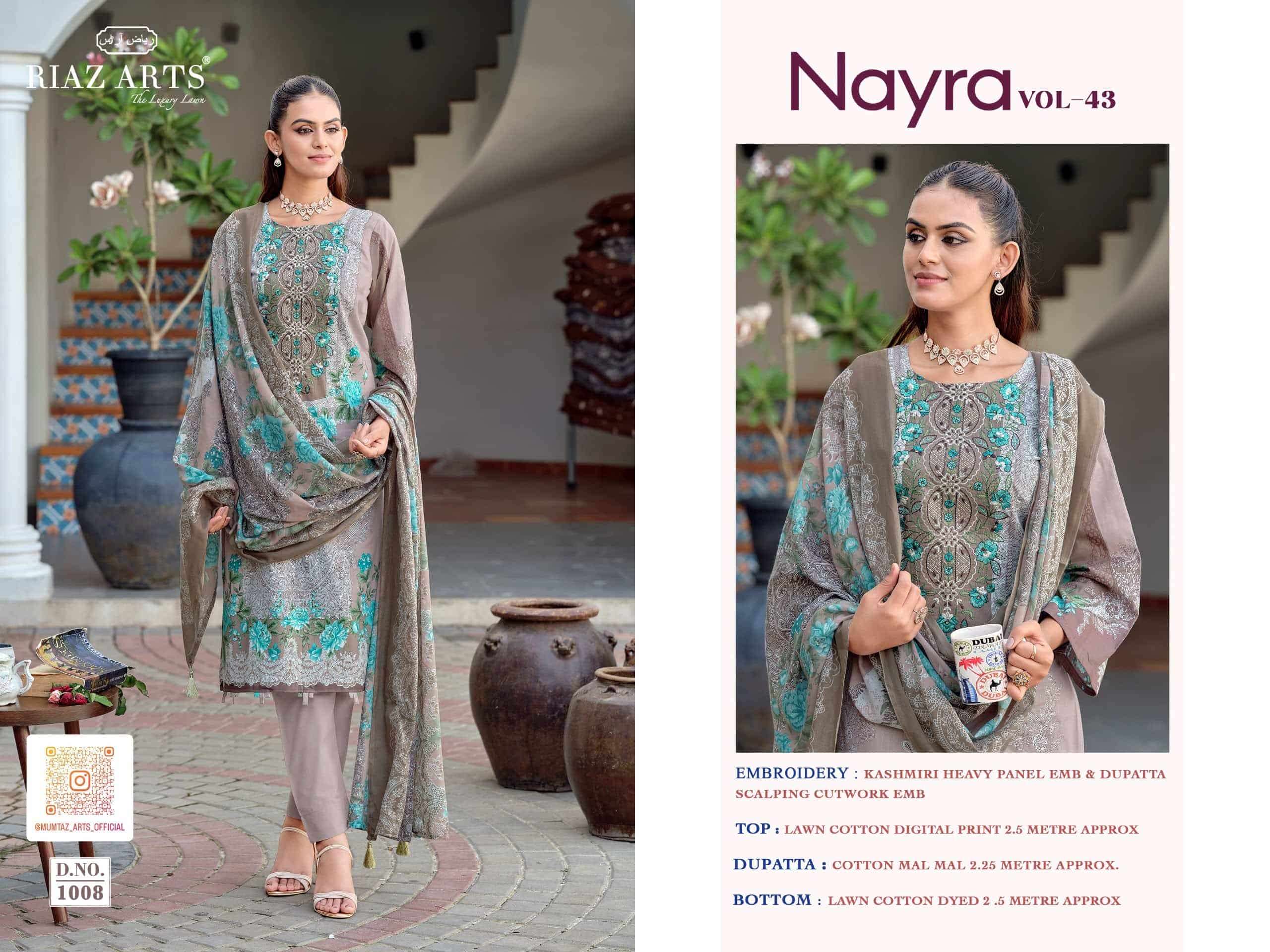 Riaz Arts Nayra Vol 43 Pure Cotton Dress Material