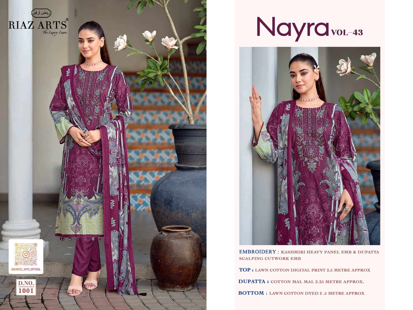 Riaz Arts Nayra Vol 43 Pure Cotton Dress Material