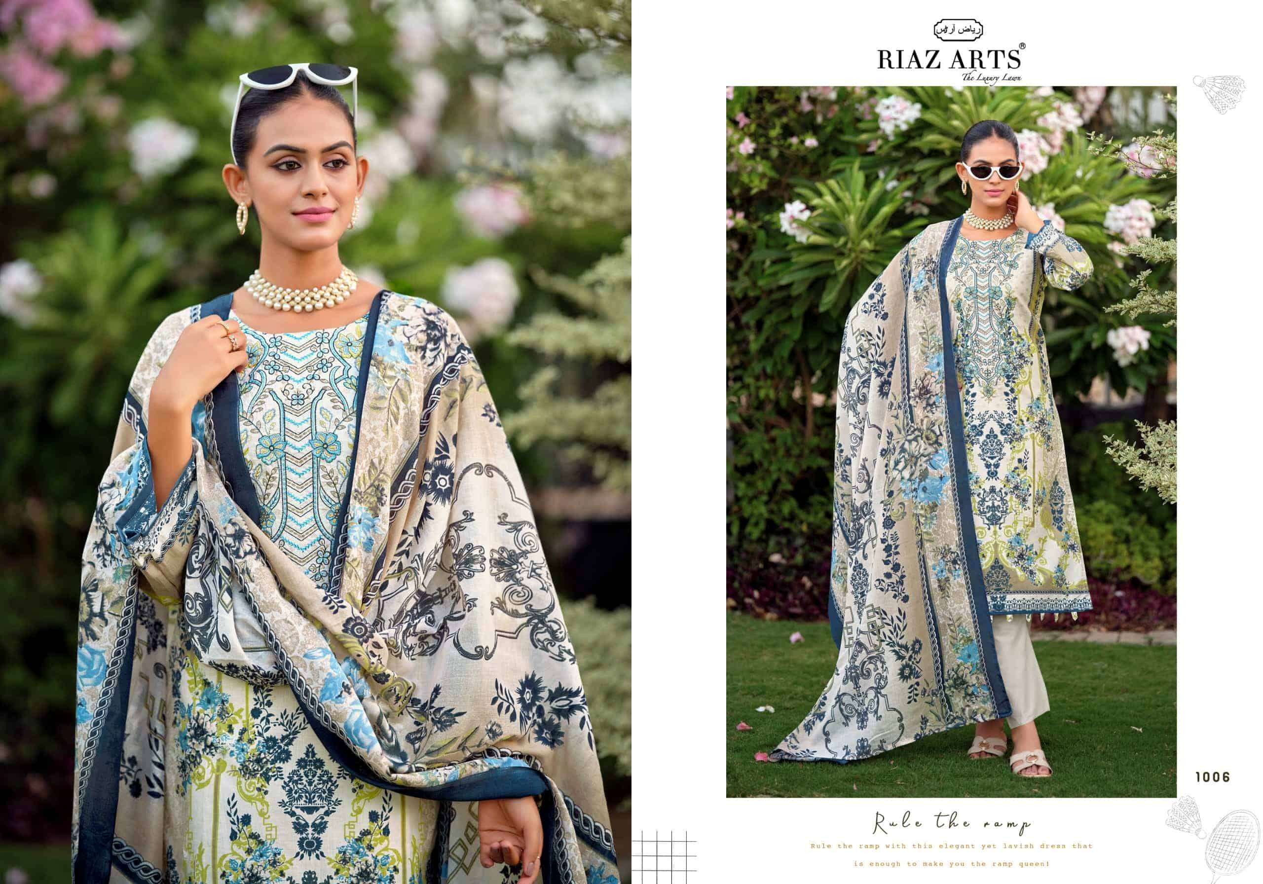 Riaz Arts Nayra Vol 44 Pure Cotton Embroidered Dress Material
