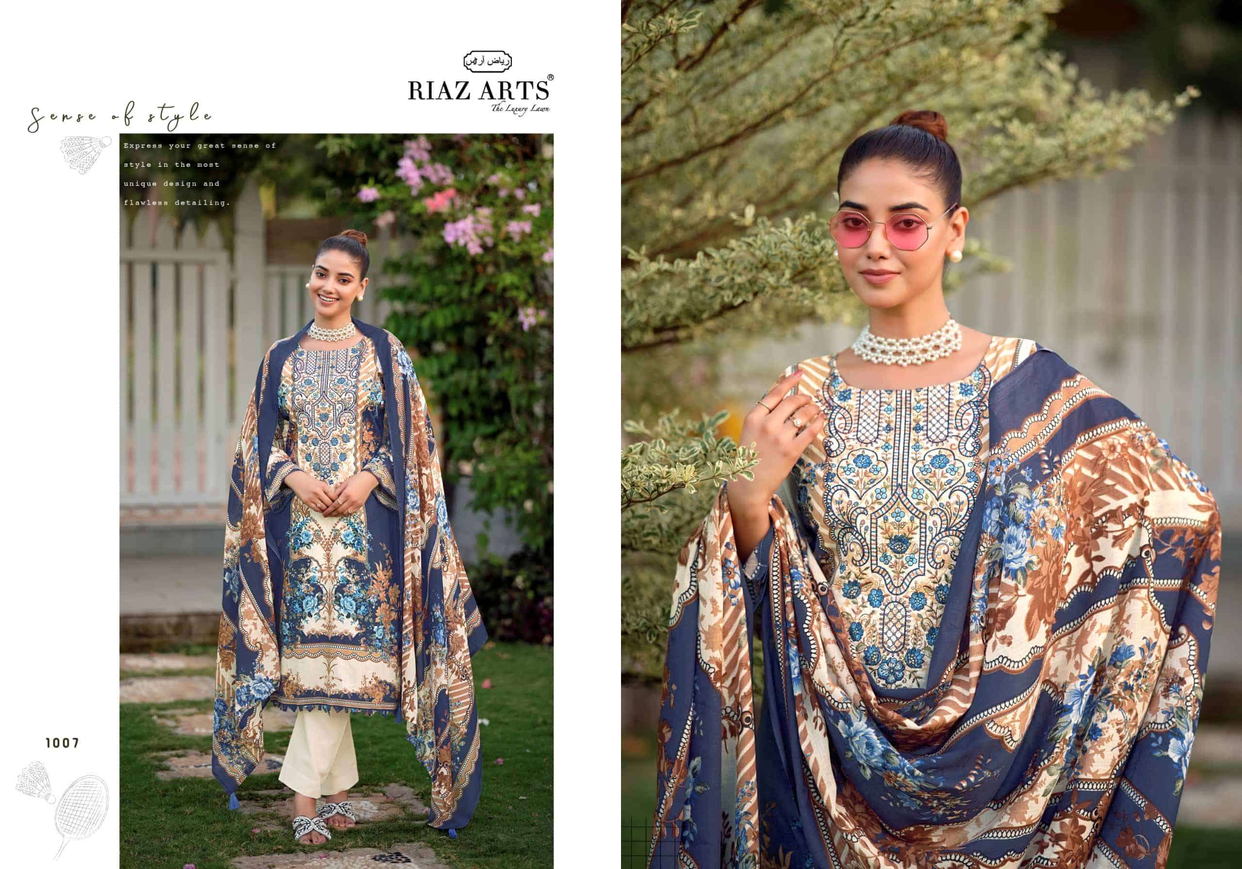 Riaz Arts Nayra Vol 44 Pure Cotton Embroidered Dress Material