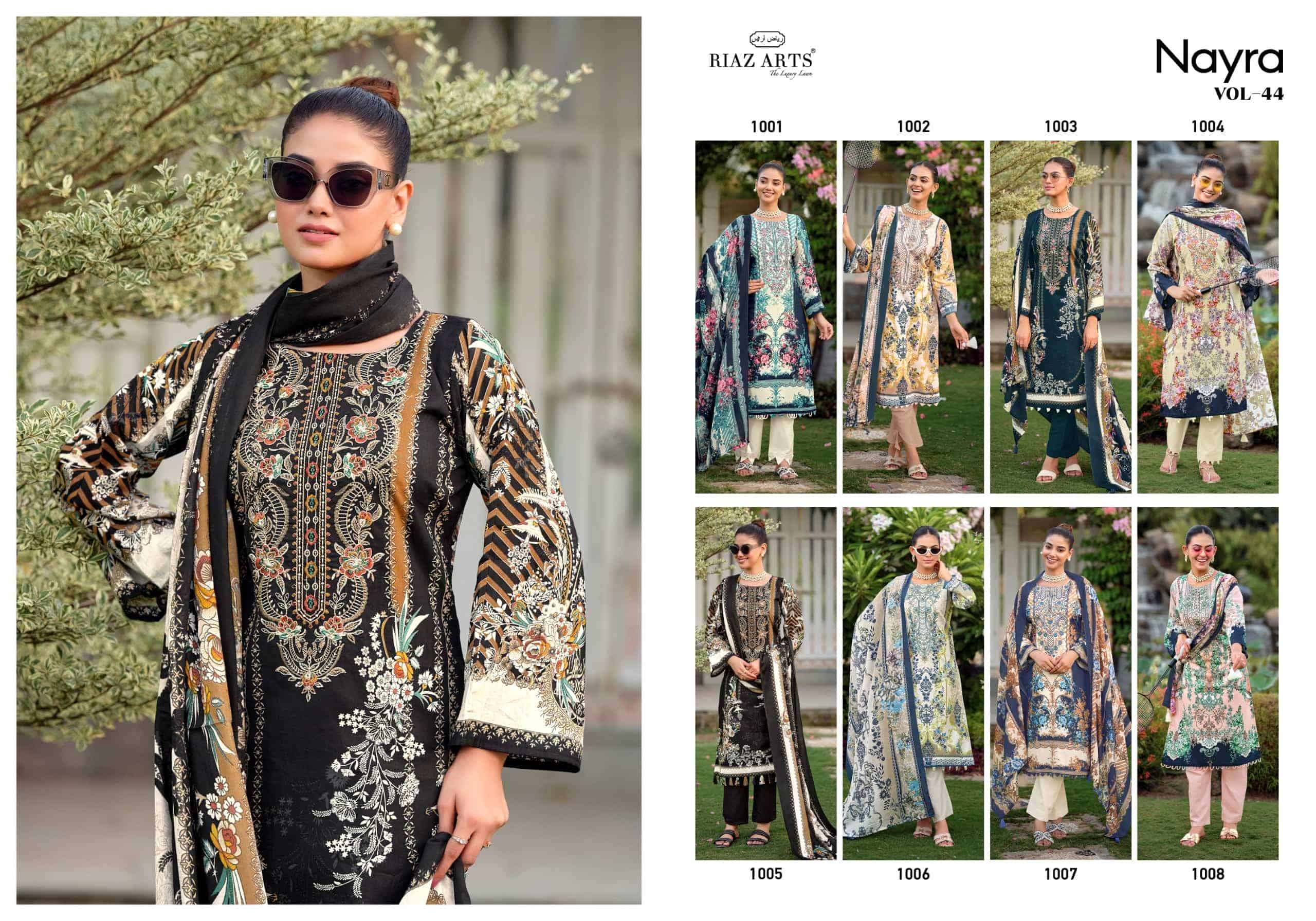 Riaz Arts Nayra Vol 44 Pure Cotton Embroidered Dress Material