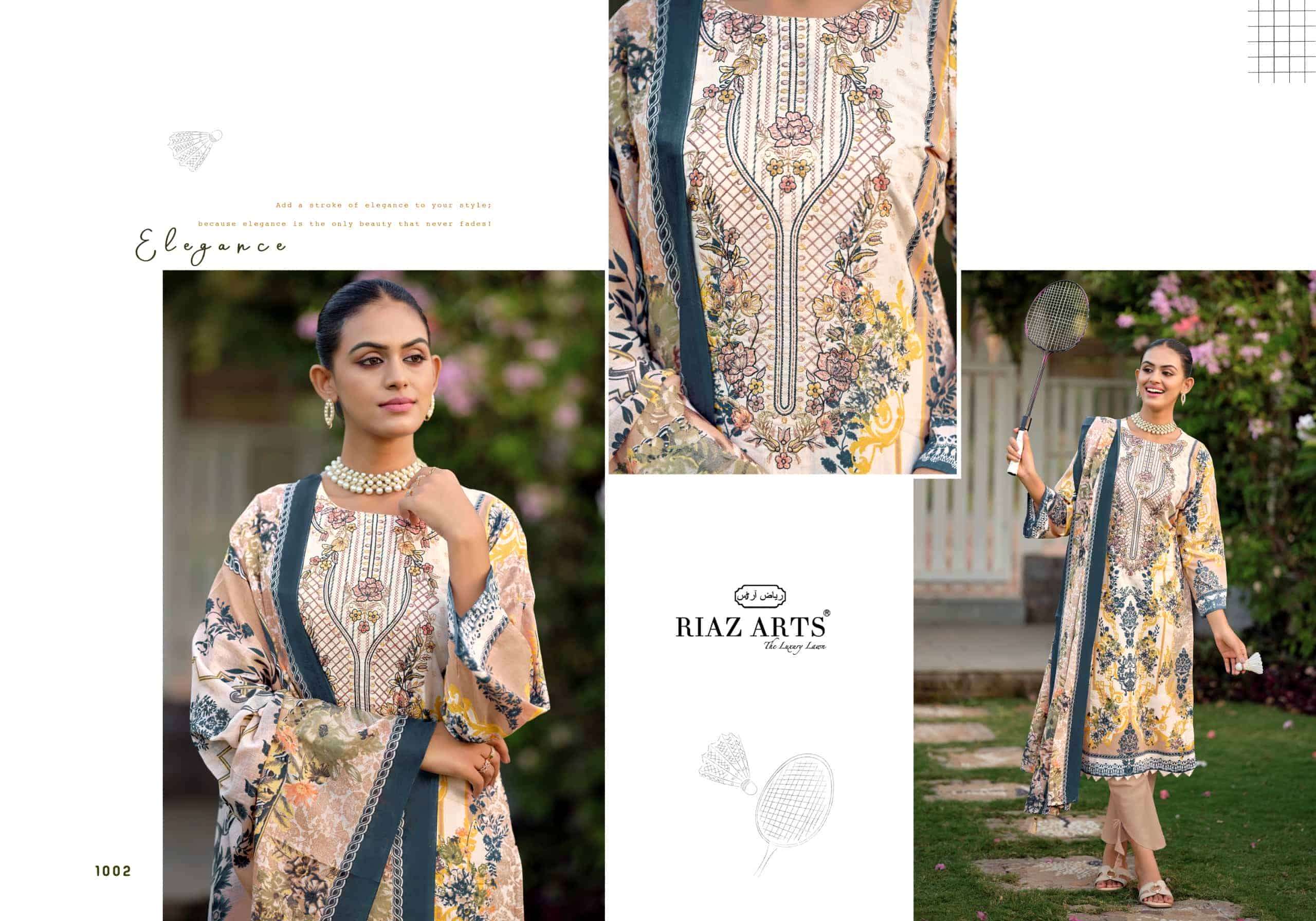 Riaz Arts Nayra Vol 44 Pure Cotton Embroidered Dress Material