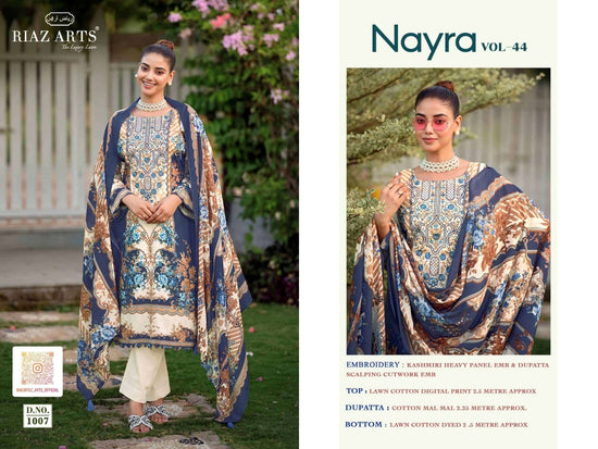 Riaz Arts Nayra Vol 44 Pure Cotton Embroidered Dress Material - Amrah Wholesale