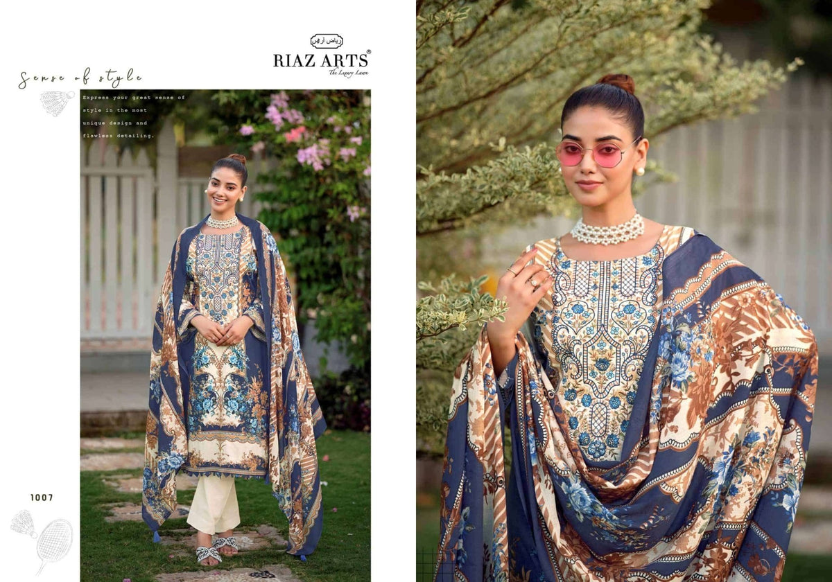 Riaz Arts Nayra Vol 44 Pure Cotton Embroidered Dress Material - Amrah Wholesale