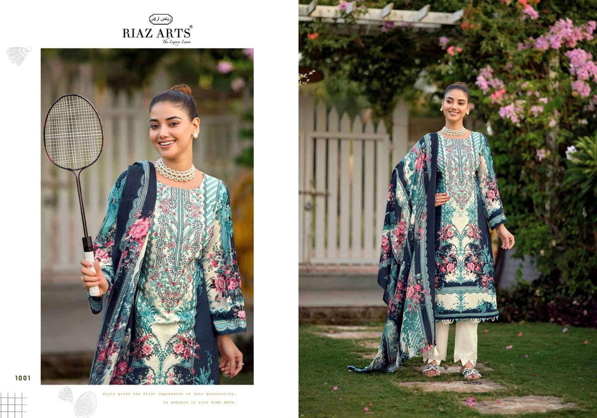 Riaz Arts Nayra Vol 44 Pure Cotton Embroidered Dress Material - Amrah Wholesale