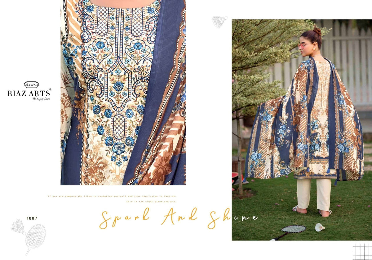 Riaz Arts Nayra Vol 44 Pure Cotton Embroidered Dress Material - Amrah Wholesale