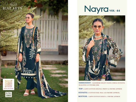 Riaz Arts Nayra Vol 44 Pure Cotton Embroidered Dress Material - Amrah Wholesale
