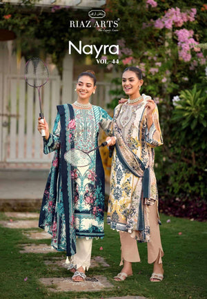 Riaz Arts Nayra Vol 44 Pure Cotton Embroidered Dress Material - Amrah Wholesale