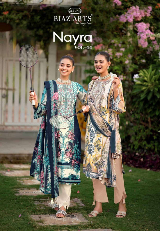 Riaz Arts Nayra Vol 44 Pure Cotton Embroidered Dress Material - Amrah Wholesale