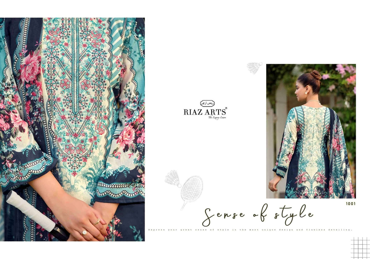 Riaz Arts Nayra Vol 44 Pure Cotton Embroidered Dress Material - Amrah Wholesale