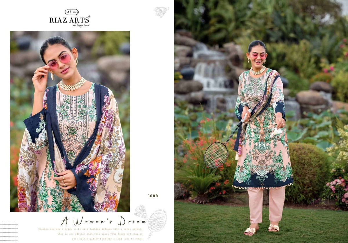 Riaz Arts Nayra Vol 44 Pure Cotton Embroidered Dress Material - Amrah Wholesale
