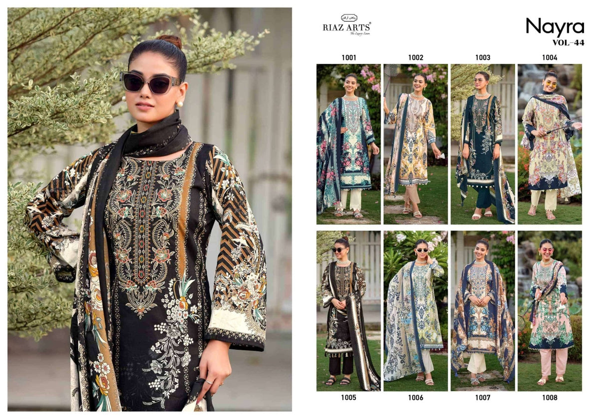 Riaz Arts Nayra Vol 44 Pure Cotton Embroidered Dress Material - Amrah Wholesale