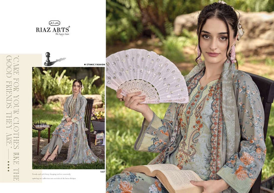 Riaz Arts Rehmat Lawn Cotton Embroidered Dress Material - Amrah Wholesale