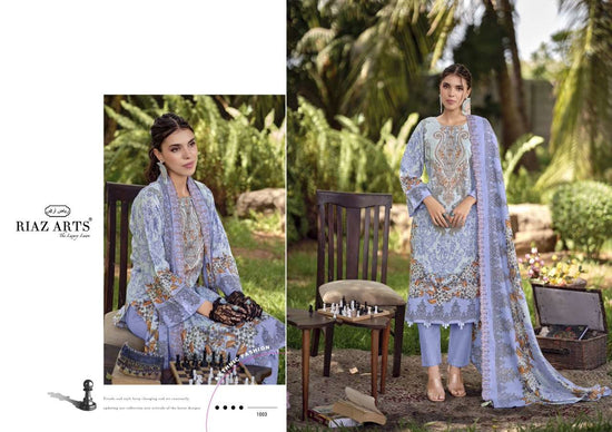 Riaz Arts Rehmat Lawn Cotton Embroidered Dress Material - Amrah Wholesale