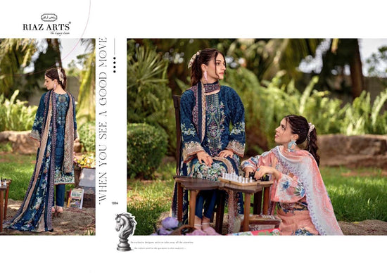 Riaz Arts Rehmat Lawn Cotton Embroidered Dress Material - Amrah Wholesale