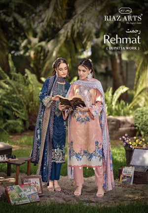 Riaz Arts Rehmat Lawn Cotton Embroidered Dress Material