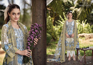 Riaz Arts Rehmat Lawn Cotton Embroidered Dress Material